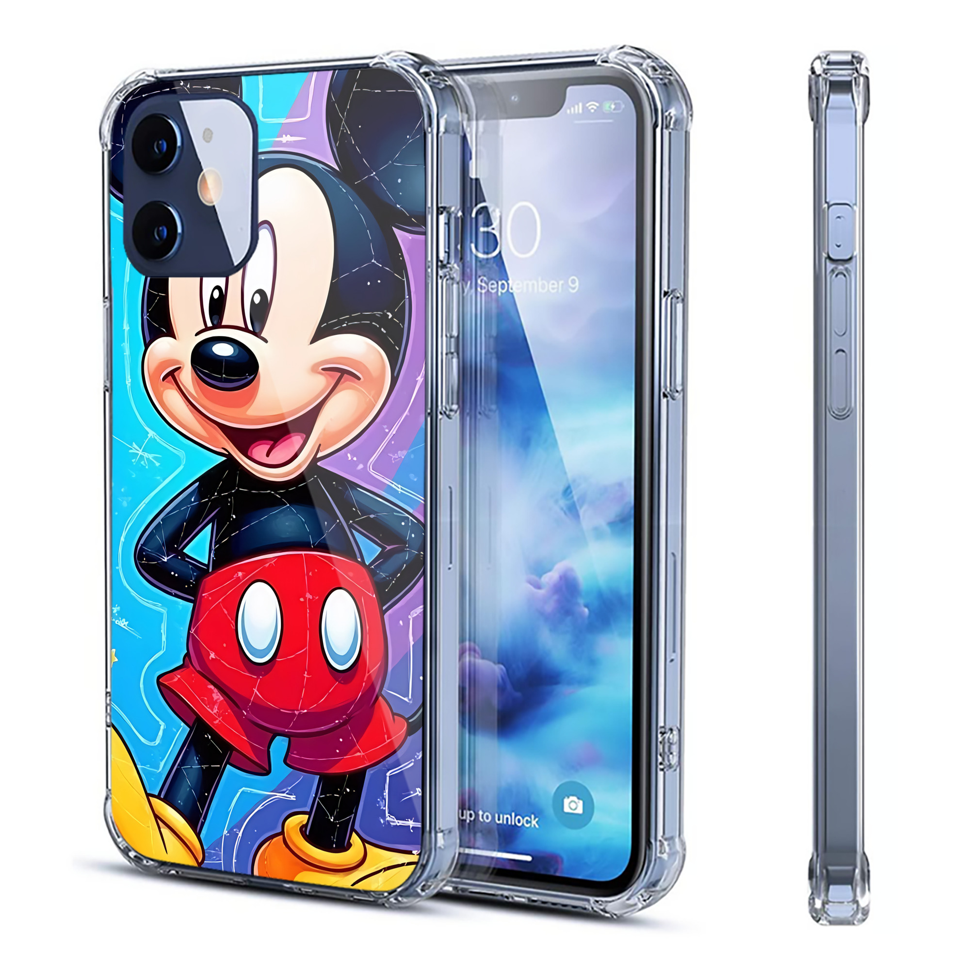 （画像用） ミッキーマウス Mickey Mouse 【iPhone 12シリーズ対応】透明スマホケース（クリアソフトケース）
